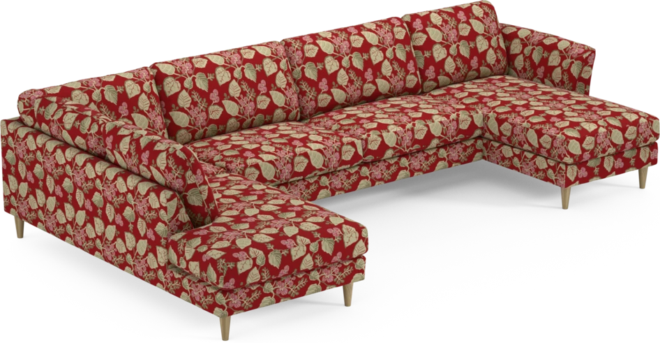 Bridge - 3-sits soffa med divan vänster och schäslong höger - Röd