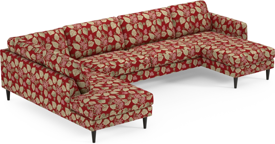 Bridge - 3-sits soffa med divan vänster och schäslong höger - Röd