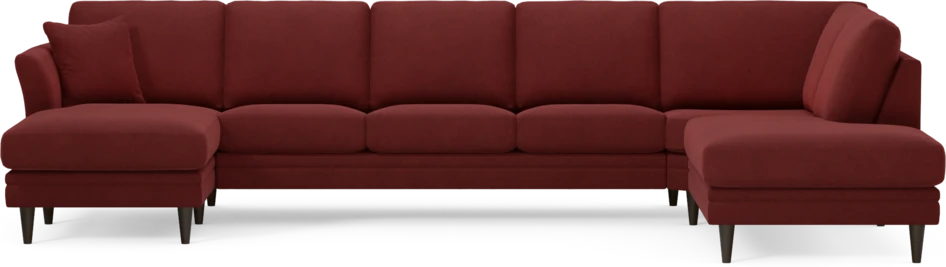Eden - 3-sits soffa med schäslong vänster och divan höger - Röd