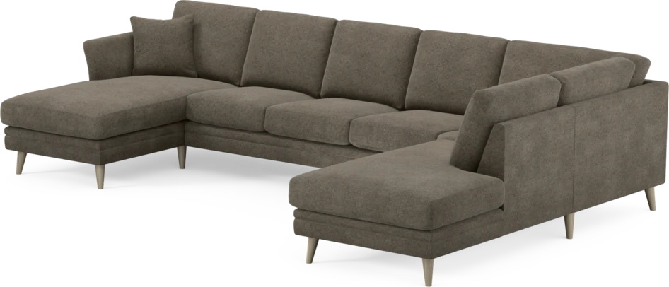 Eden - 3-sits soffa med schäslong vänster och divan höger - Brun