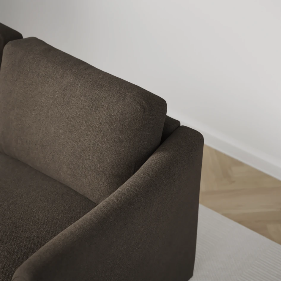 Öland - Bäddsoffa med schäslong vänster och divan höger - Brun