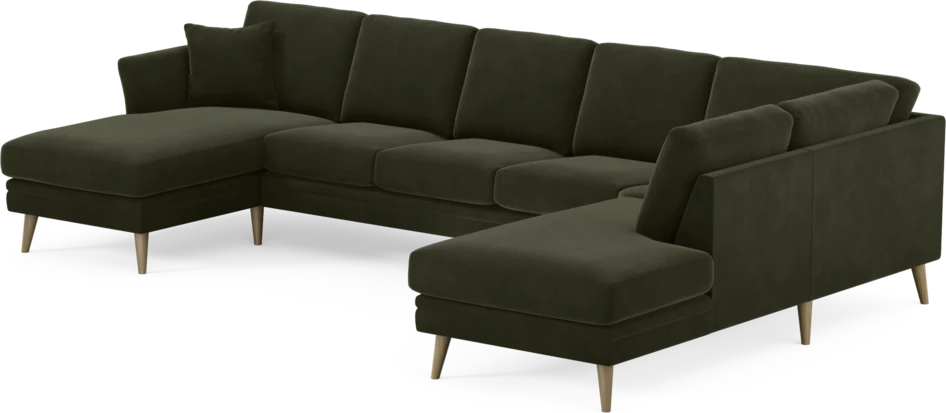 Eden - 3-sits soffa med schäslong vänster och divan höger - Grön