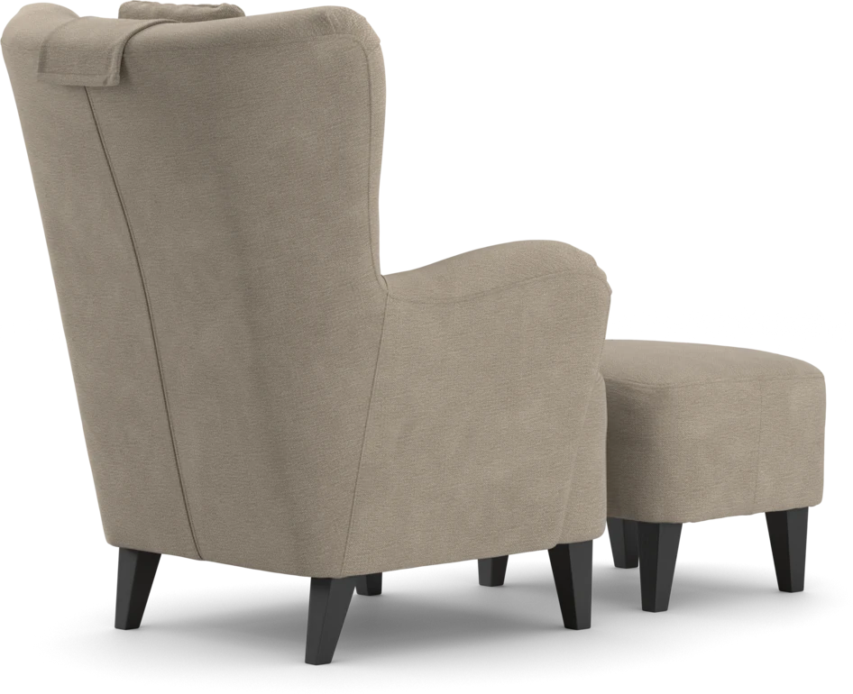 Elin - Fåtölj med fotpall - Beige