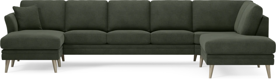 Eden - 3-sits soffa med schäslong vänster och divan höger - Grön