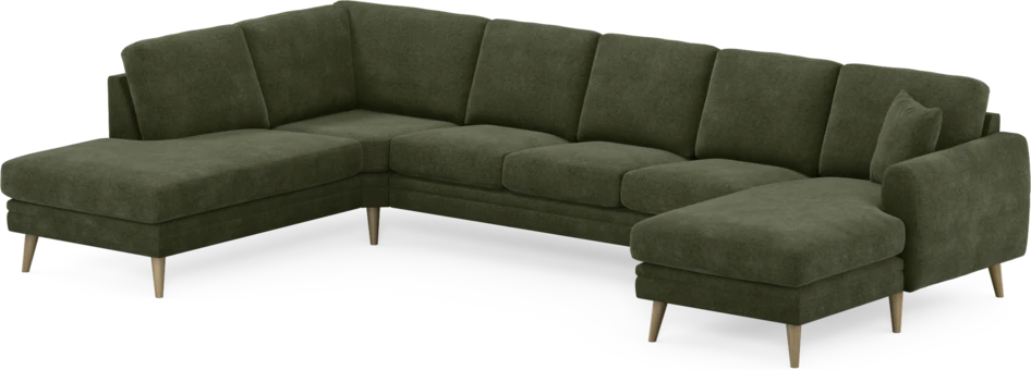 Eden - 3-sits soffa med divan vänster och schäslong höger - Grön