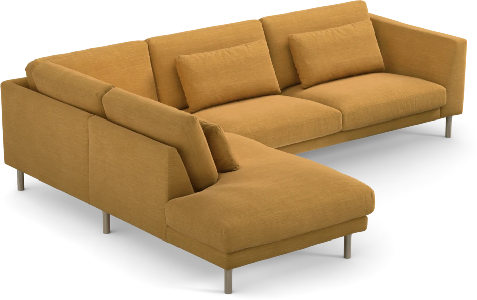 Willow - 3-sits soffa med divan vänster, fast klädsel - Gul