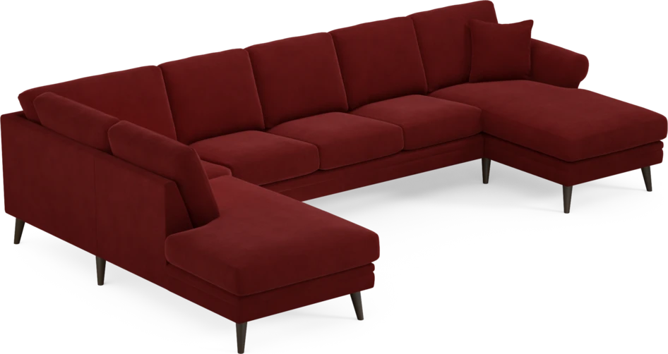 Eden - 3-sits soffa med divan vänster och schäslong höger - Röd