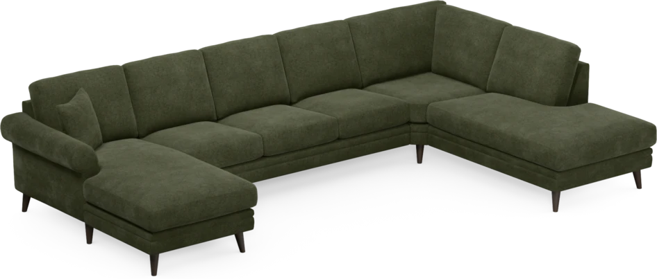 Eden - 3-sits soffa med schäslong vänster och divan höger - Grön