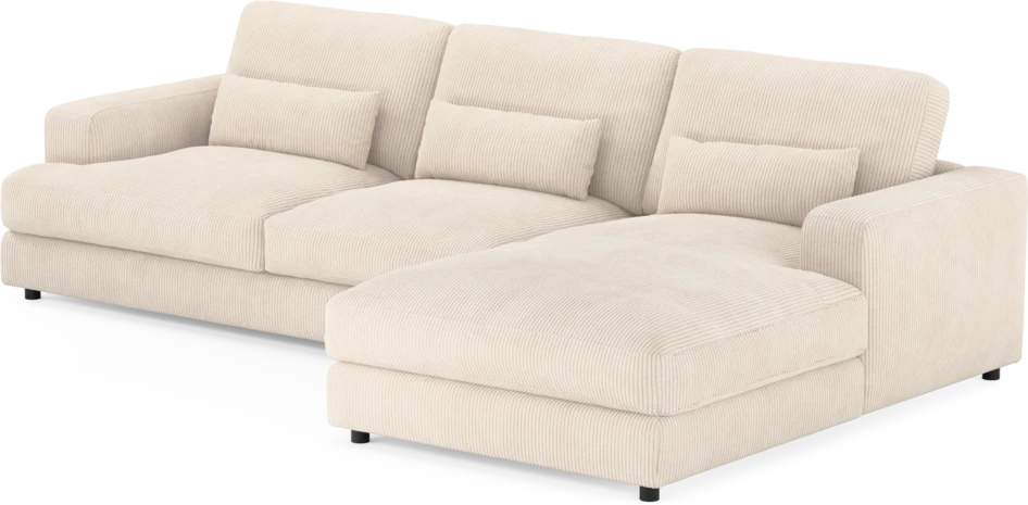 Noma - 3-sits soffa med schäslong höger - Vit