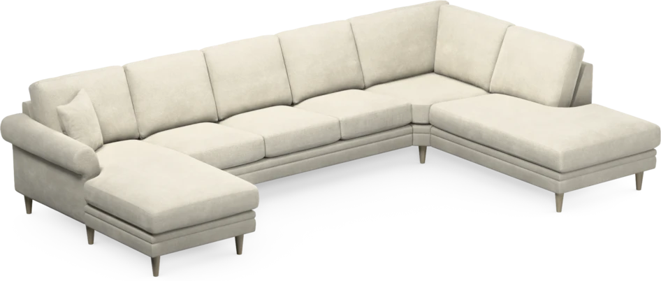 Eden - 3-sits soffa med schäslong vänster och divan höger - Vit