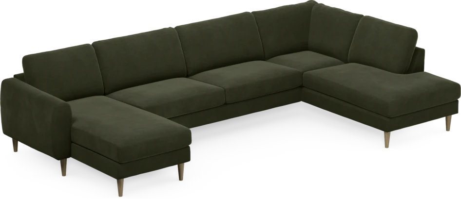 Bridge - 3-sits soffa med schäslong vänster och divan höger - Grön