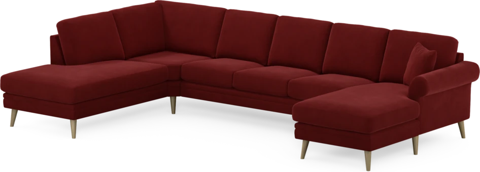 Eden - 3-sits soffa med divan vänster och schäslong höger - Röd