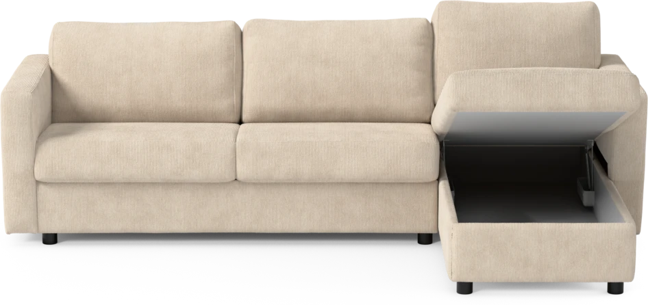 Lindö - Bäddsoffa 2,5-sits med schäslong, vändbar - Beige