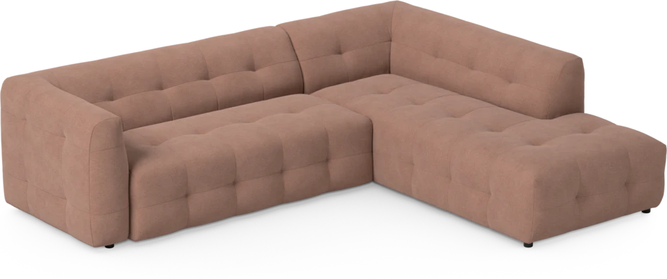 Bella - 3-sits soffa med divan höger - Rosa