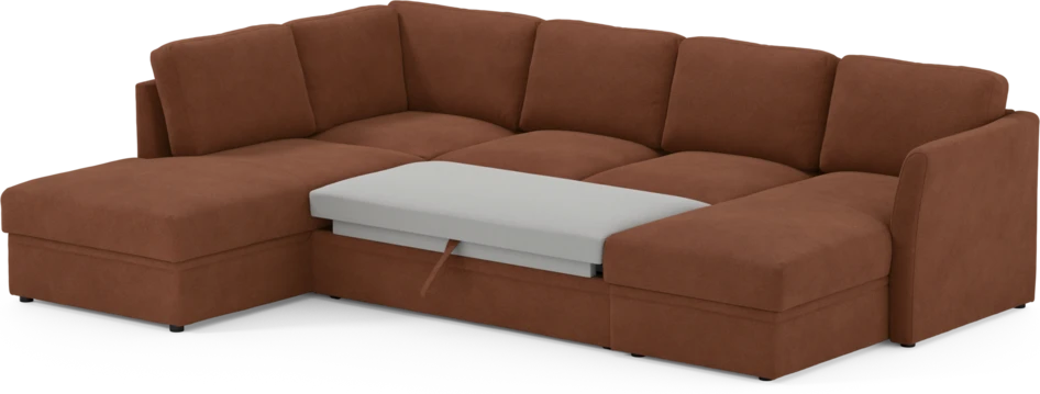 Öland - Bäddsoffa med divan vänster och schäslong höger - Orange