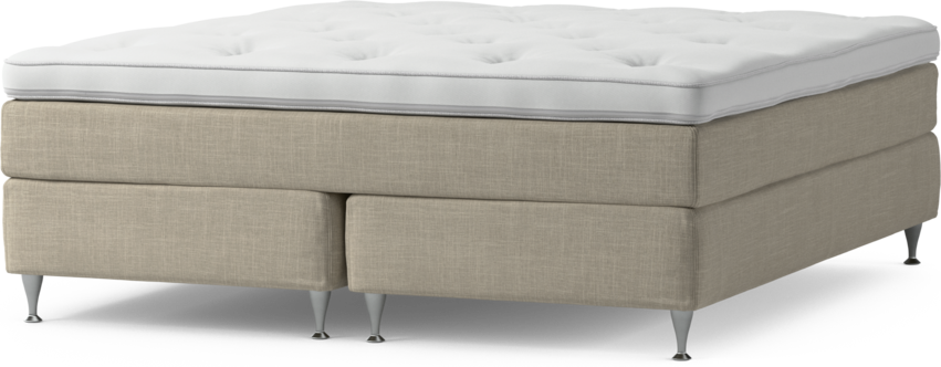 Delux Sense - Kontinentalsäng, dubbelsäng med bäddmadrass och sängben - Beige