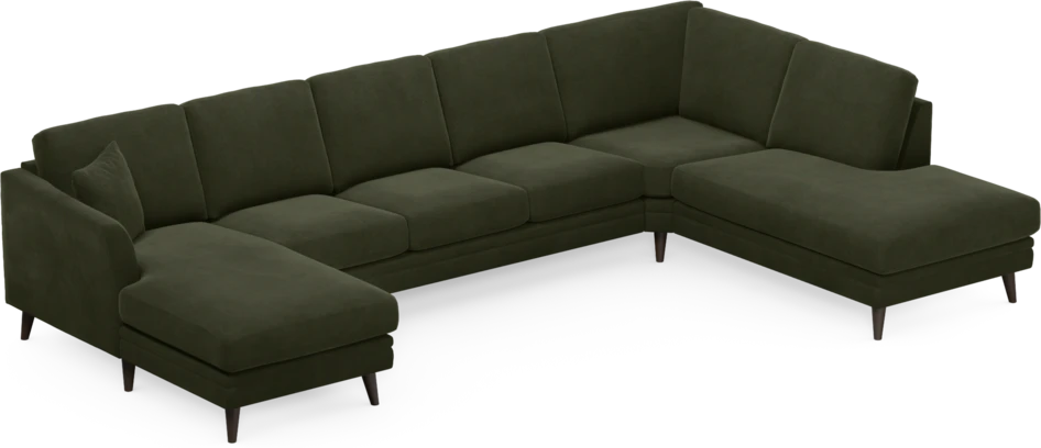 Eden - 3-sits soffa med schäslong vänster och divan höger - Grön