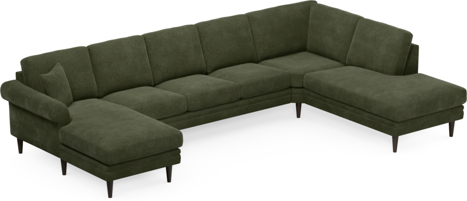 Eden - 3-sits soffa med schäslong vänster och divan höger - Grön