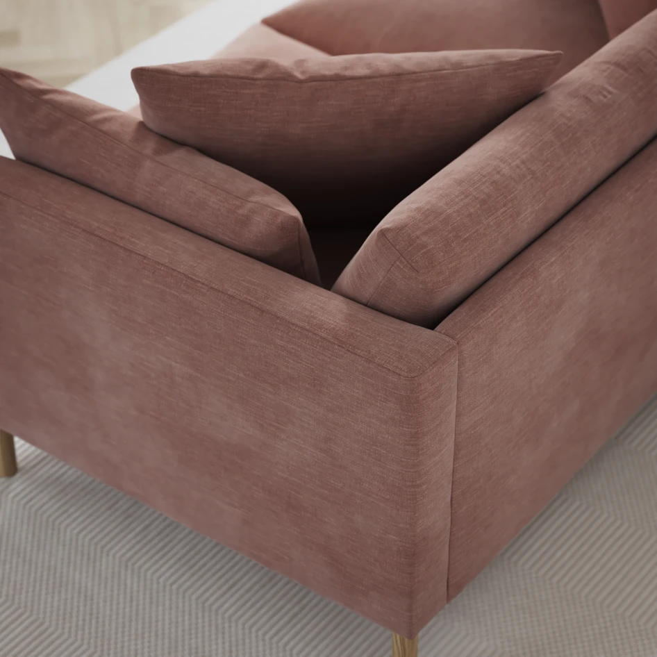 Harper - 3-sits soffa, hel dyna - Rosa