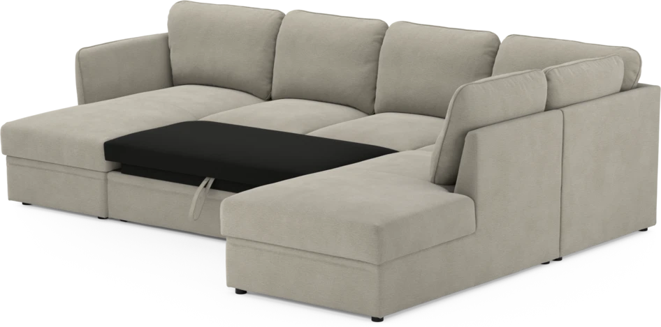 Öland - Bäddsoffa med schäslong vänster och divan höger - Brun