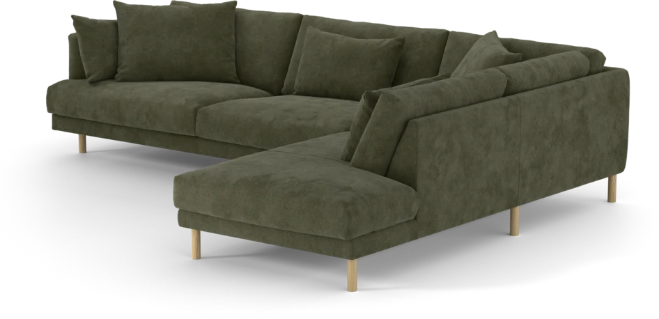 Harper - 3-sits soffa med divan höger - Grön