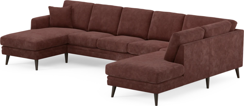 Eden - 3-sits soffa med schäslong vänster och divan höger - Röd