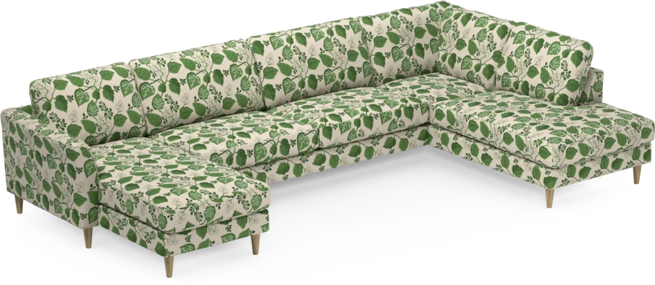 Bridge - 3-sits soffa med schäslong vänster och divan höger - Grön