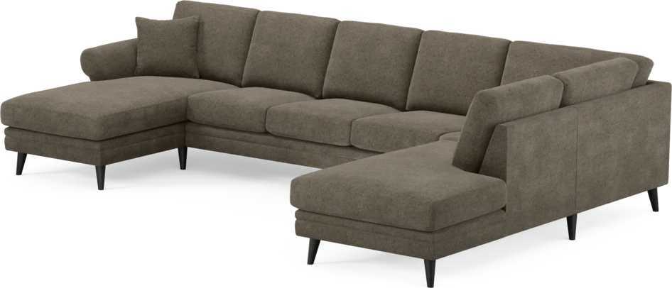 Eden - 3-sits soffa med schäslong vänster och divan höger - Brun