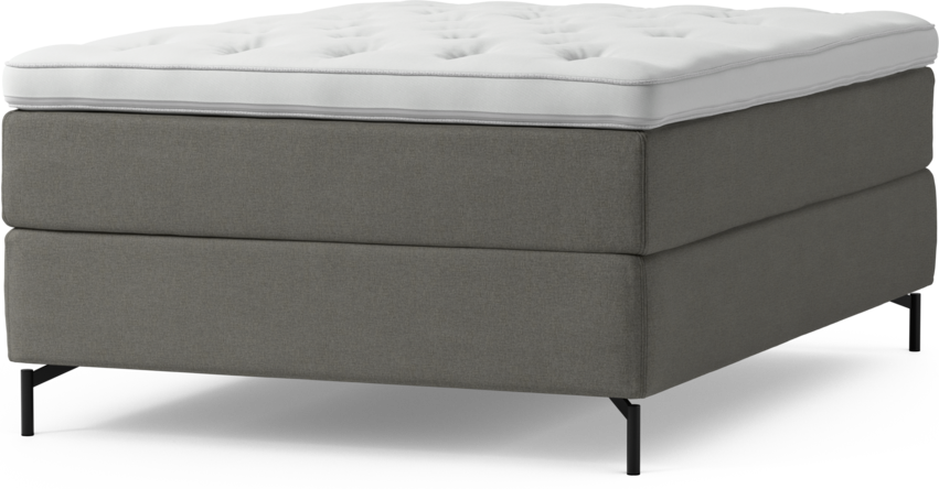 Delux Exclusive - Kontinentalsäng, enkelsäng 140 cm med bäddmadrass och sängben - Grå