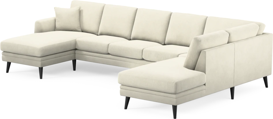 Eden - 3-sits soffa med schäslong vänster och divan höger - Vit