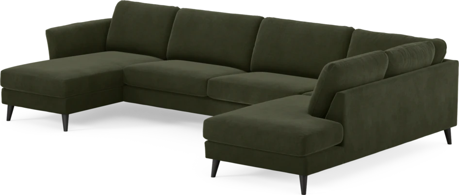 Bridge - 3-sits soffa med schäslong vänster och divan höger - Grön