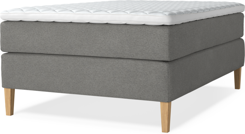 Delux Exclusive - Kontinentalsäng, enkelsäng 140 cm med bäddmadrass - Grå