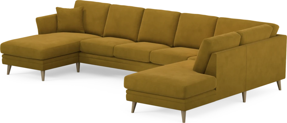 Eden - 3-sits soffa med schäslong vänster och divan höger - Gul