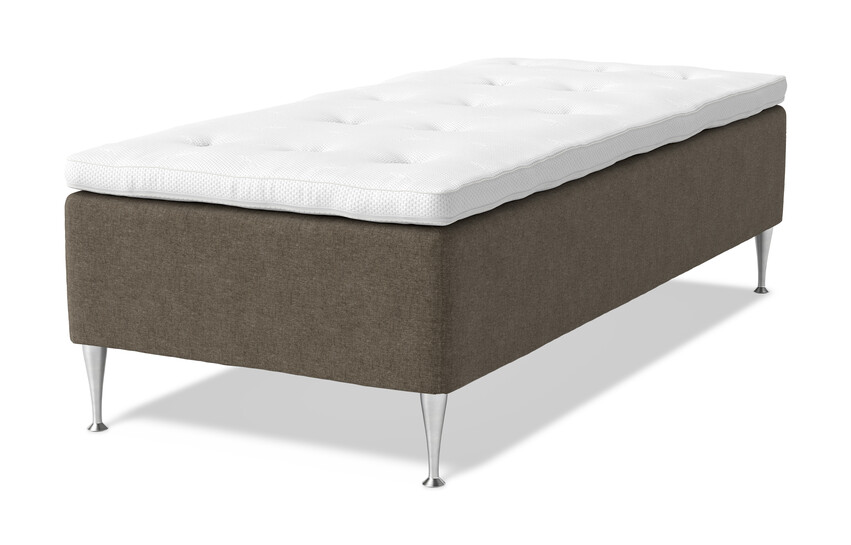 Dream Delux - Ramsäng, enkelsäng med bäddmadrass Sleep Delux vit - Brun