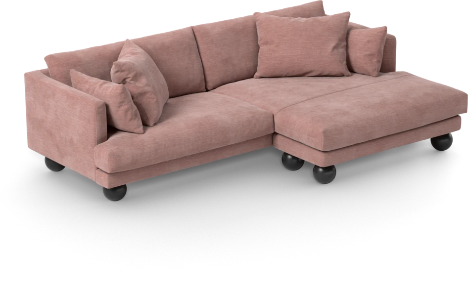 Harper - 4-sits med schäslong XL höger - Rosa
