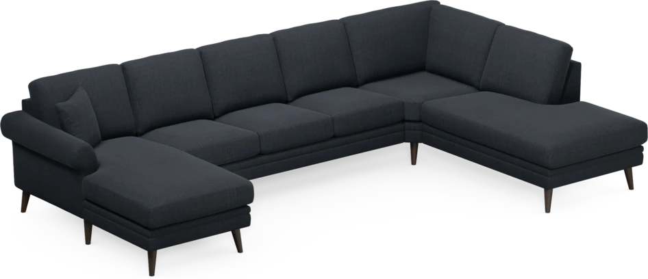 Eden - 3-sits soffa med schäslong vänster och divan höger - Blå