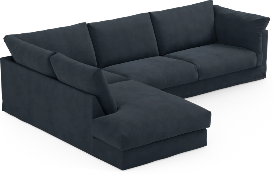 Cherrie - 3-sits soffa med divan vänster, med kappa - Blå