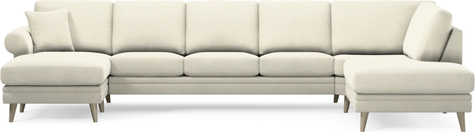 Eden - 3-sits soffa med schäslong vänster och divan höger - Vit