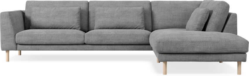 Willow - 3-sits soffa med divan höger, fast klädsel - Grå