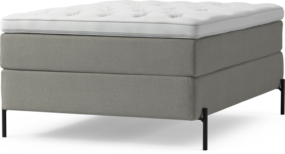Delux Exclusive - Kontinentalsäng, enkelsäng 140 cm med bäddmadrass och sängben - Grå