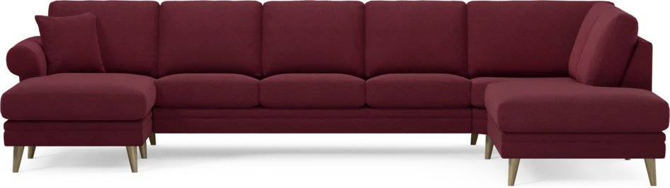 Eden - 3-sits soffa med schäslong vänster och divan höger - Röd