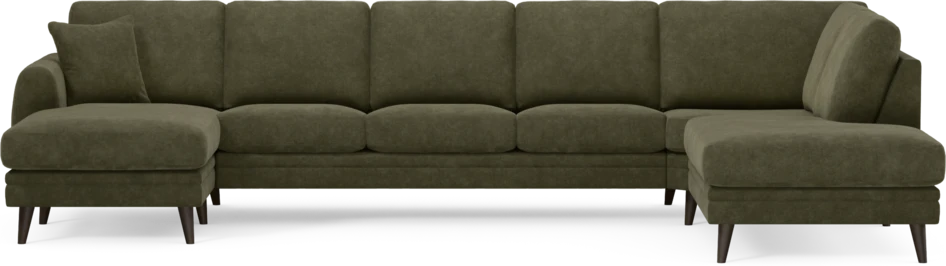 Eden - 3-sits soffa med schäslong vänster och divan höger - Grön