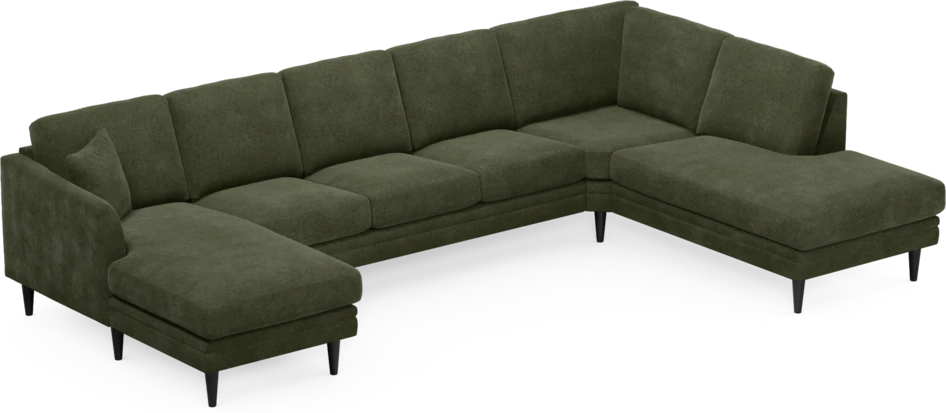 Eden - 3-sits soffa med schäslong vänster och divan höger - Grön