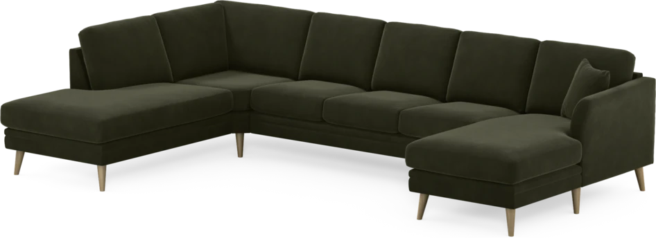 Eden - 3-sits soffa med divan vänster och schäslong höger - Grön