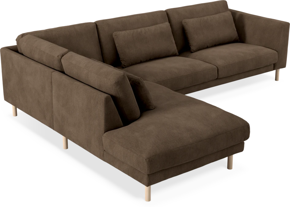 Willow - 3-sits soffa med divan vänster, fast klädsel - Brun