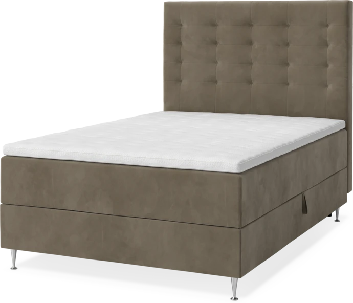 New York, Förvaringssäng, enkelsäng med bäddmadrass, sängben och sänggavel trensad