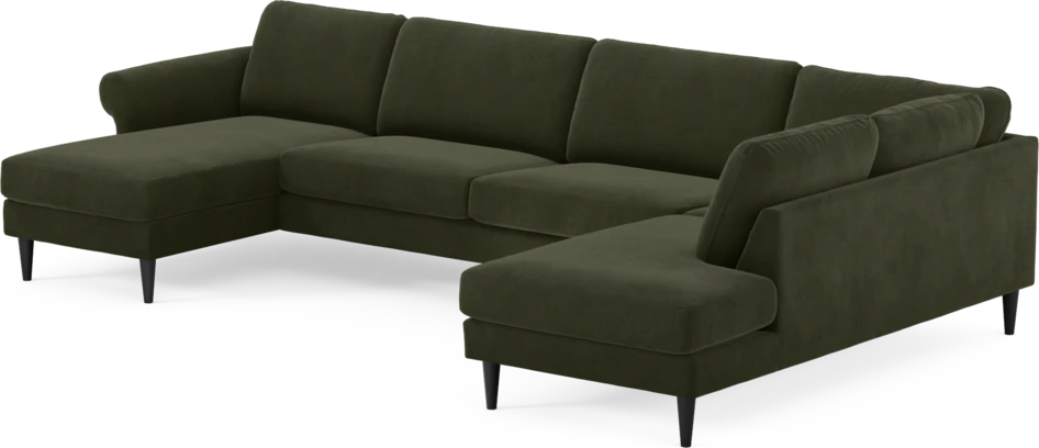 Bridge - 3-sits soffa med schäslong vänster och divan höger - Grön