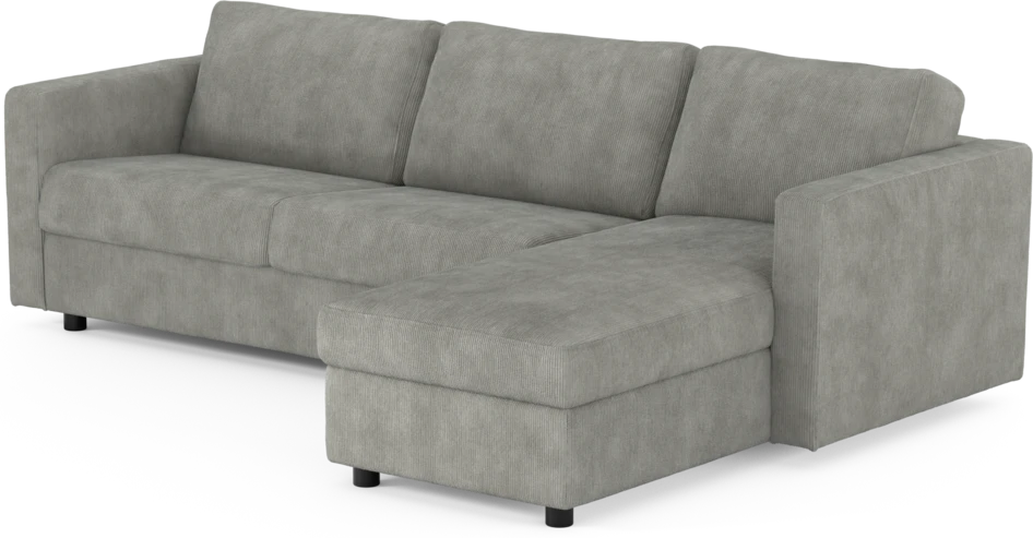 Lindö - Bäddsoffa 2,5-sits med schäslong, vändbar - Grå