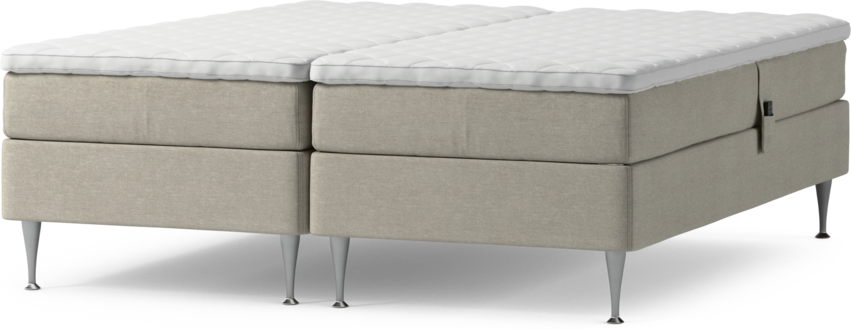 Delux Sense - Ställbar säng, dubbelsäng med bäddmadrass och sängben - Beige