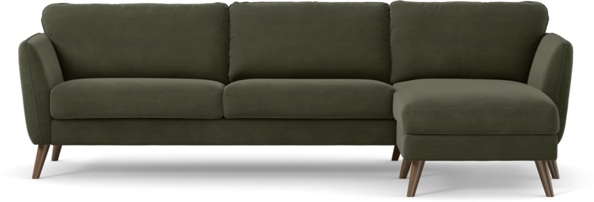 Bridge - 3-sits soffa med schäslong höger - Grön